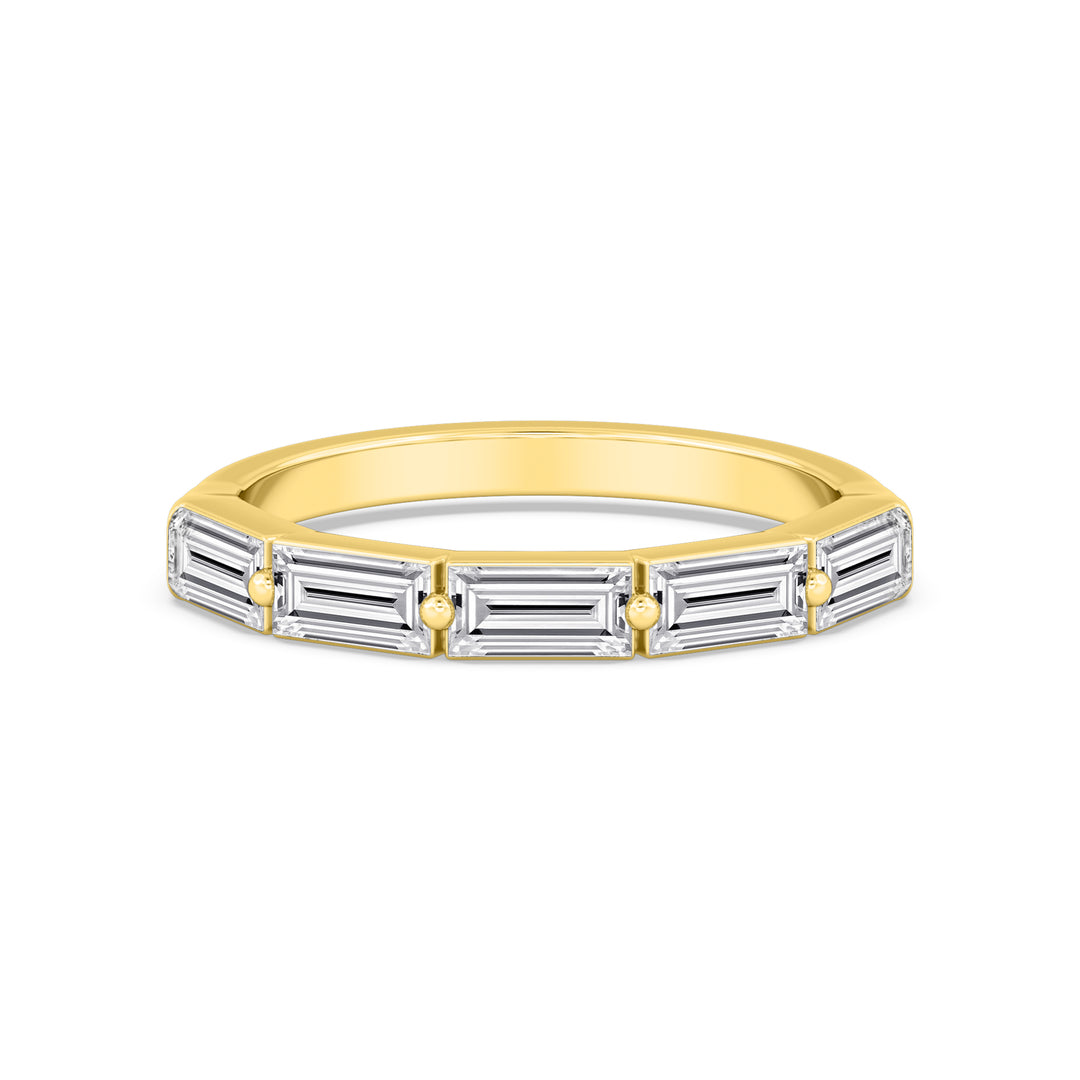 0.50ctw Baguette Cut Lab-Grown Diamond 5-Stone Stackable Band in 14k Yellow Gold
