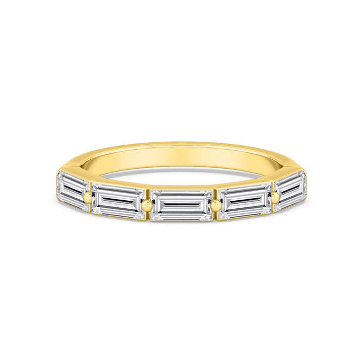 0.50ctw Baguette Cut Lab-Grown Diamond 5-Stone Stackable Band in 14k Yellow Gold