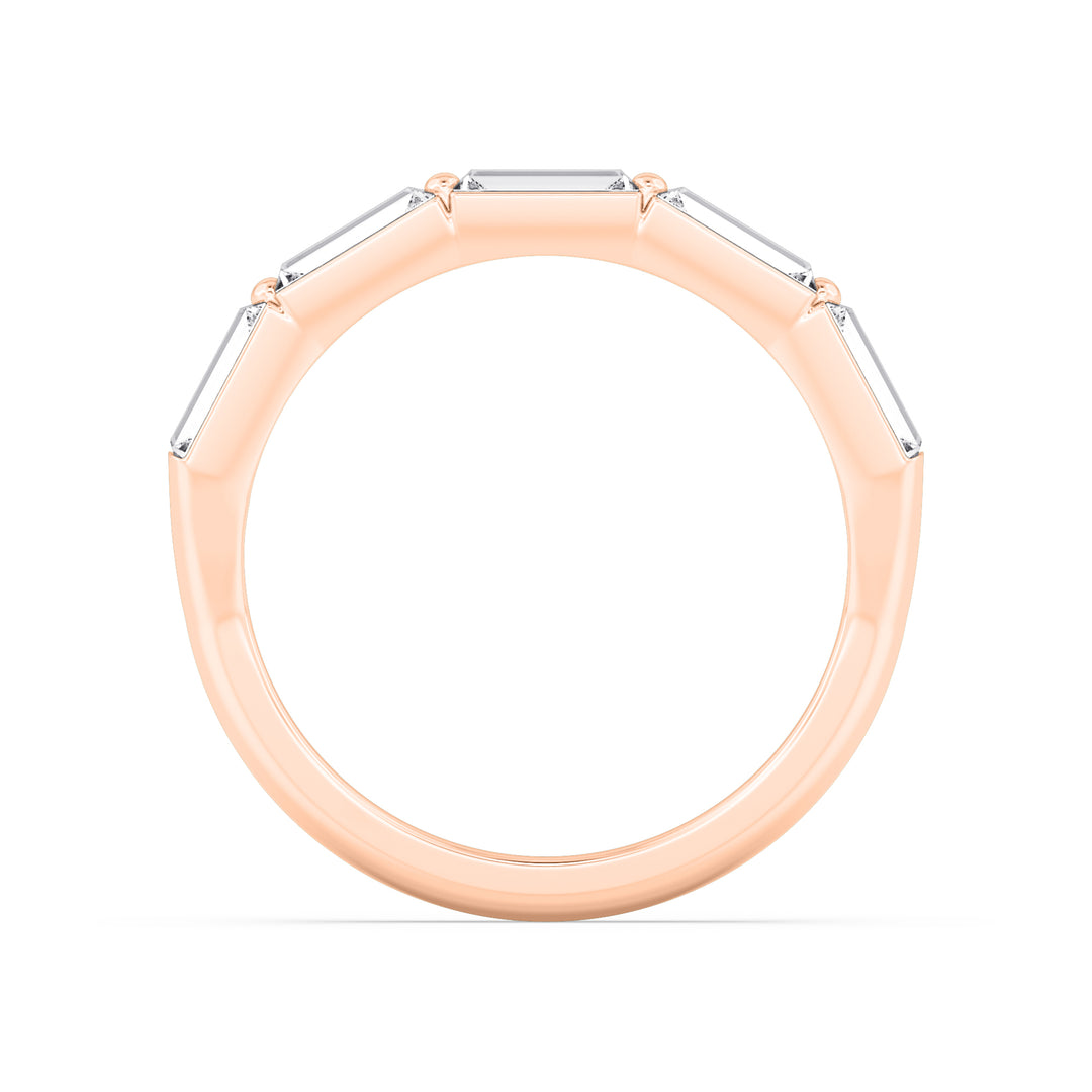 0.50ctw Baguette Cut Lab-Grown Diamond 5-Stone Stackable Band in 14k Rose Gold