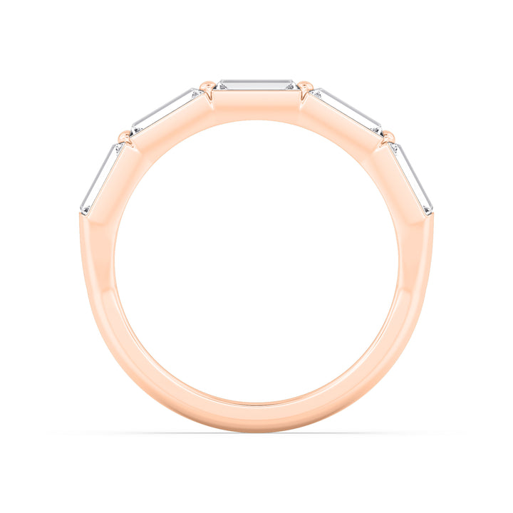 0.50ctw Baguette Cut Lab-Grown Diamond 5-Stone Stackable Band in 14k Rose Gold