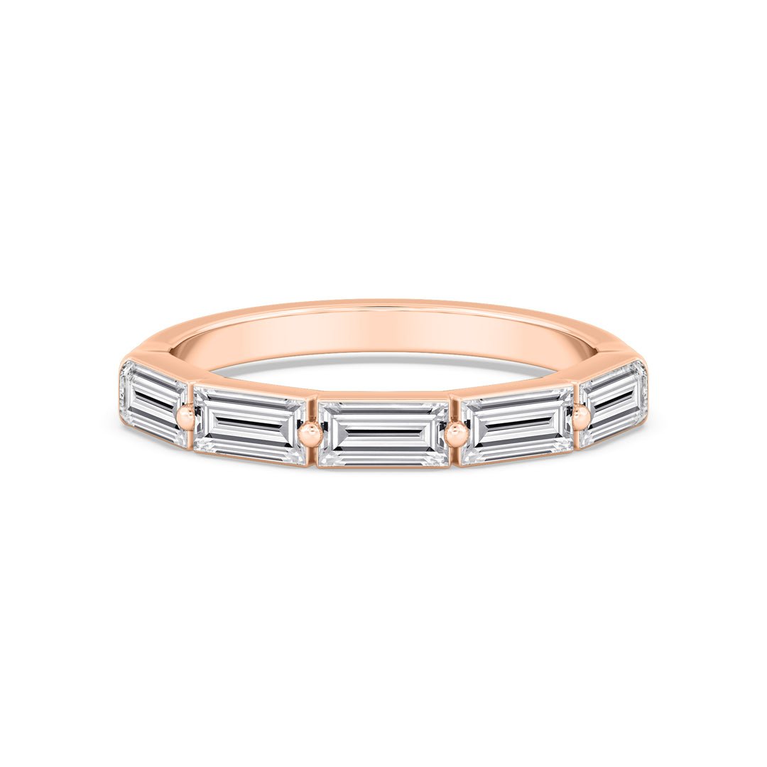 0.50ctw Baguette Cut Lab-Grown Diamond 5-Stone Stackable Band in 14k Rose Gold