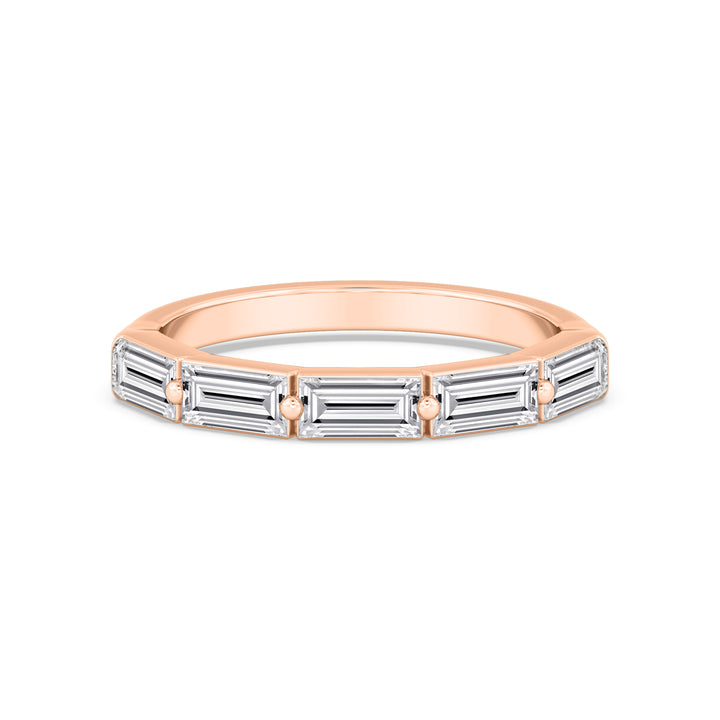 0.50ctw Baguette Cut Lab-Grown Diamond 5-Stone Stackable Band in 14k Rose Gold