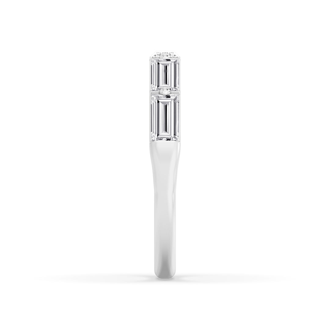 0.50ctw Baguette Cut Lab-Grown Diamond 5-Stone Stackable Band in 14k White Gold