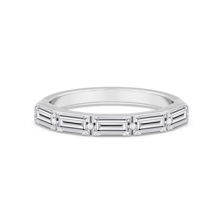 0.50ctw Baguette Cut Lab-Grown Diamond 5-Stone Stackable Band in 14k White Gold