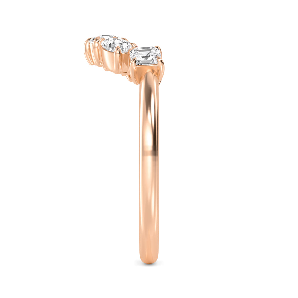 0.52ctw Multi-Cut Lab-Grown Diamond Contour Fashion Band in 14k Rose Gold