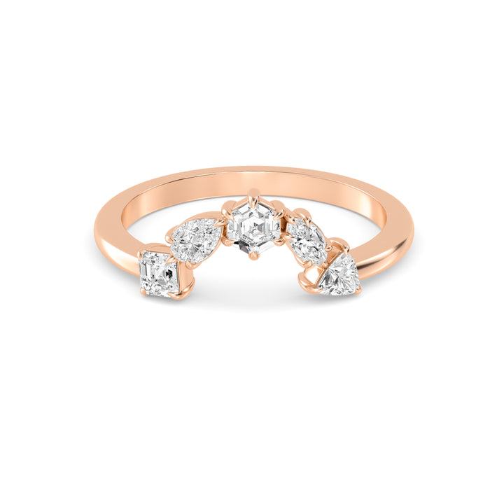 0.52ctw Multi-Cut Lab-Grown Diamond Contour Fashion Band in 14k Rose Gold