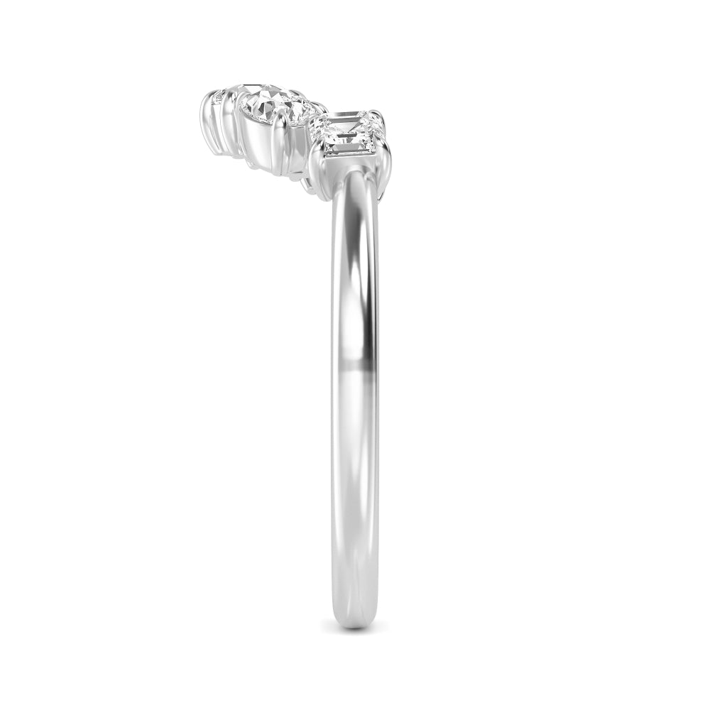 0.52ctw Multi-Cut Lab-Grown Diamond Contour Fashion Band in 14k White Gold