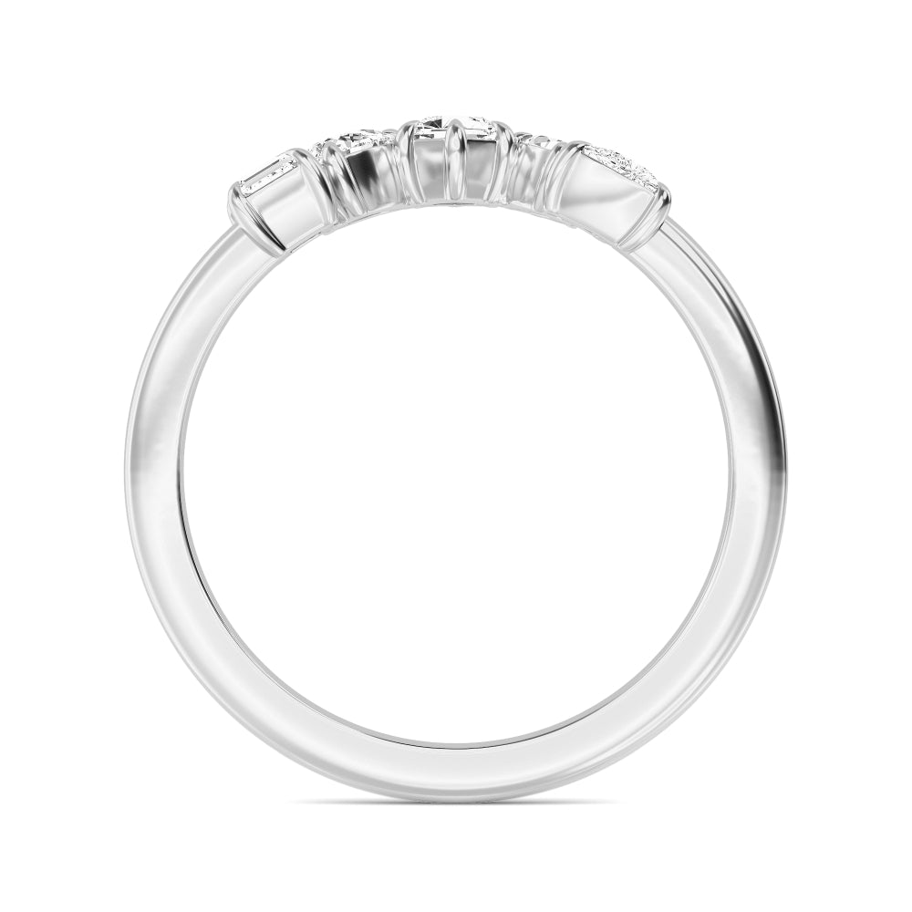 0.52ctw Multi-Cut Lab-Grown Diamond Contour Fashion Band in 14k White Gold