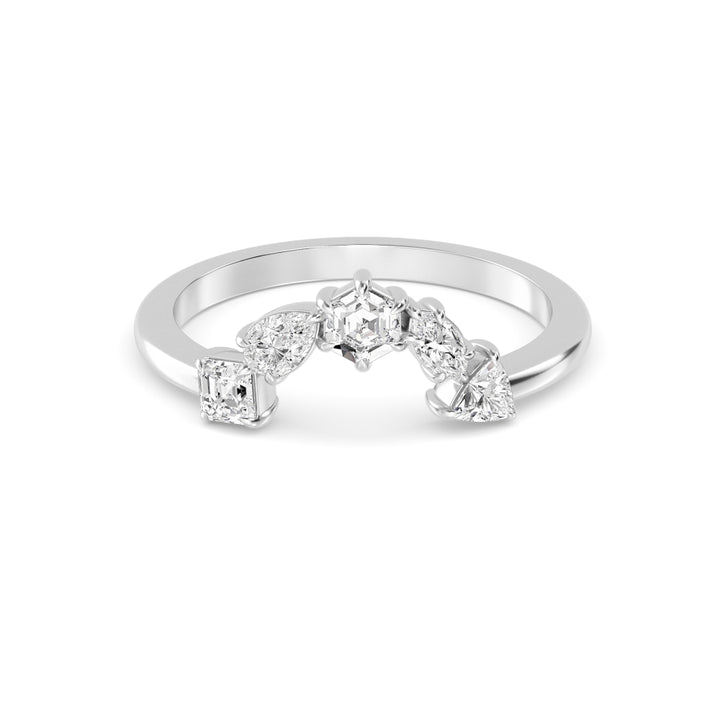 0.52ctw Multi-Cut Lab-Grown Diamond Contour Fashion Band in 14k White Gold