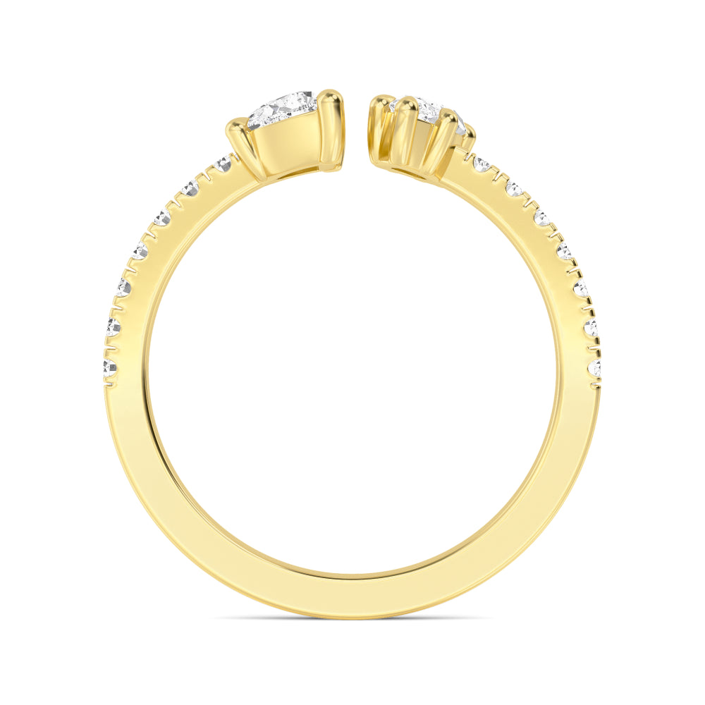 0.87ctw Half Moon, Marquise & Round Brilliant Lab-Grown Diamond Open Band in 14k Yellow Gold