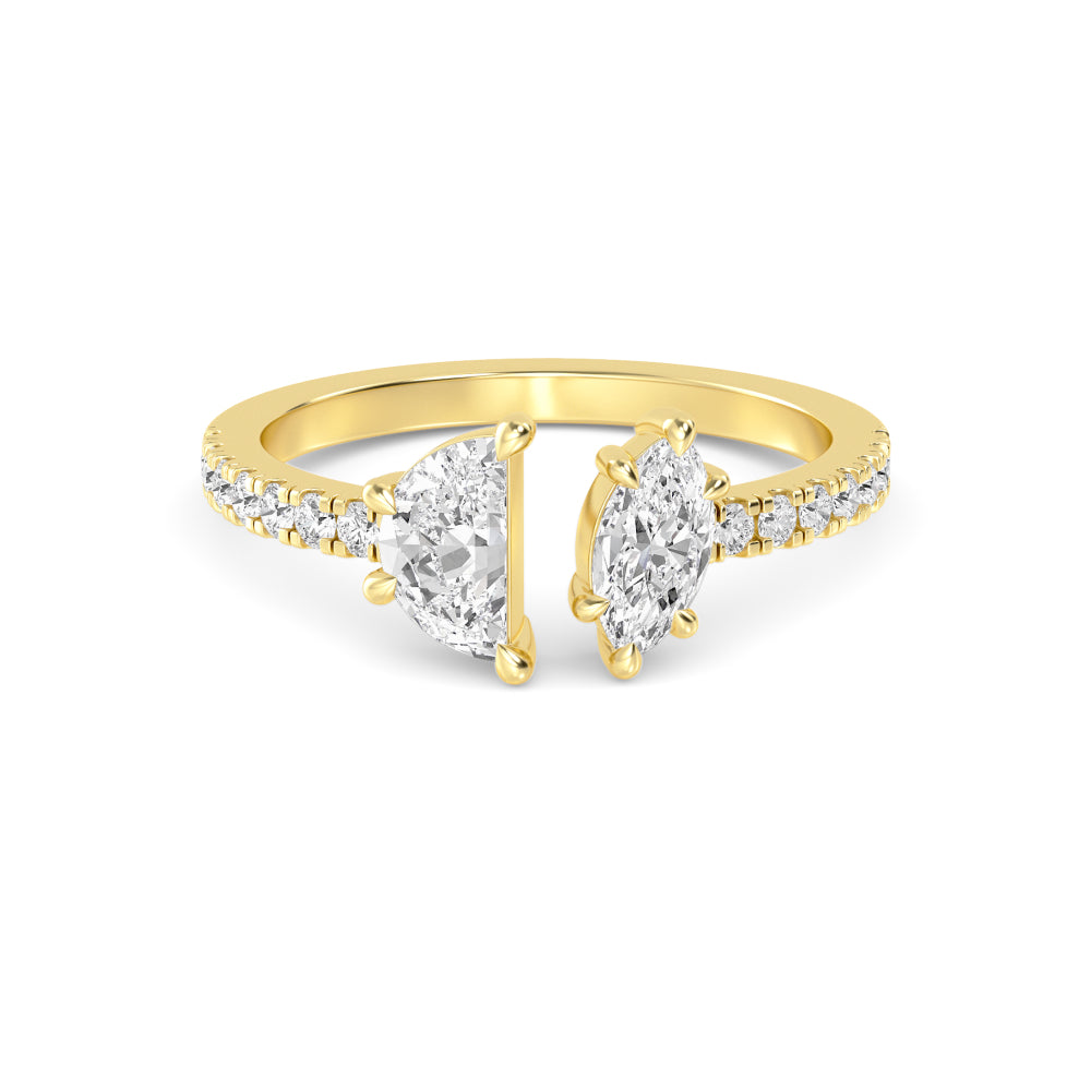 0.87ctw Half Moon, Marquise & Round Brilliant Lab-Grown Diamond Open Band in 14k Yellow Gold