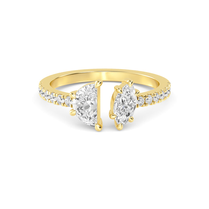 0.87ctw Half Moon, Marquise & Round Brilliant Lab-Grown Diamond Open Band in 14k Yellow Gold
