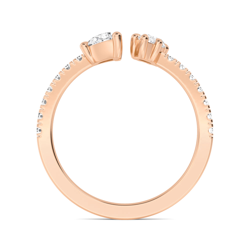 0.87ctw Half Moon, Marquise & Round Brilliant Lab-Grown Diamond Open Band in 14k Rose Gold
