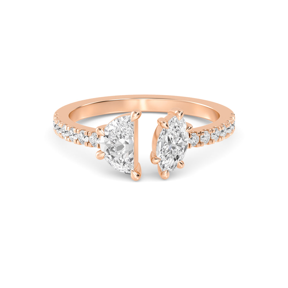 0.87ctw Half Moon, Marquise & Round Brilliant Lab-Grown Diamond Open Band in 14k Rose Gold