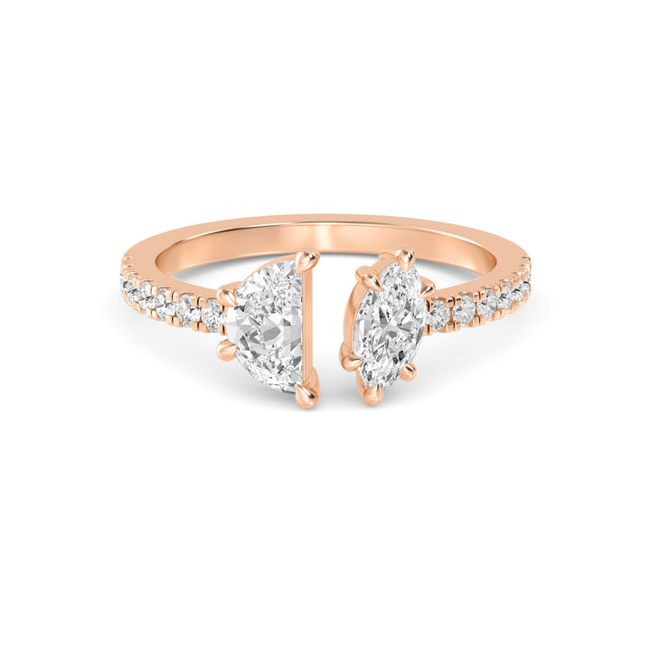 0.87ctw Half Moon, Marquise & Round Brilliant Lab-Grown Diamond Open Band in 14k Rose Gold