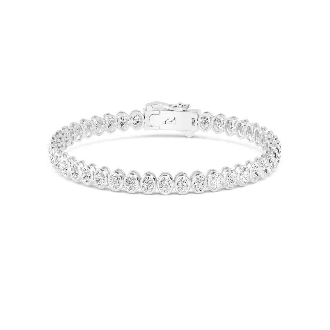 10.53ctw Oval Lab-Grown Diamond Bezel-Set Tennis Bracelet in 14k White Gold