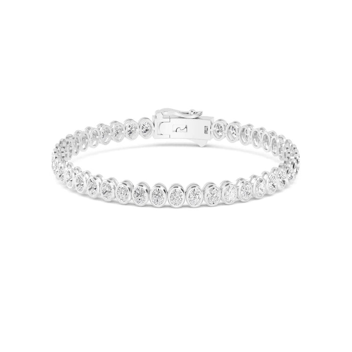 10.53ctw Oval Lab-Grown Diamond Bezel-Set Tennis Bracelet in 14k White Gold
