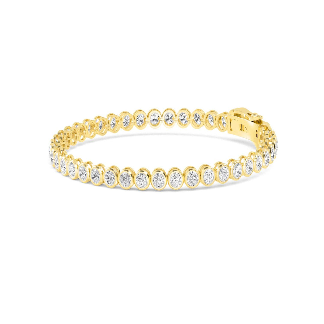 10.53ctw Oval Lab-Grown Diamond Bezel-Set Tennis Bracelet in 14k Yellow Gold
