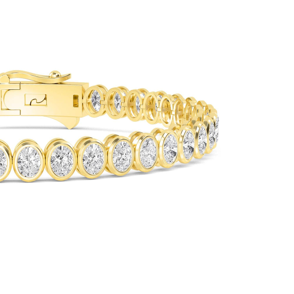 10.53ctw Oval Lab-Grown Diamond Bezel-Set Tennis Bracelet in 14k Yellow Gold