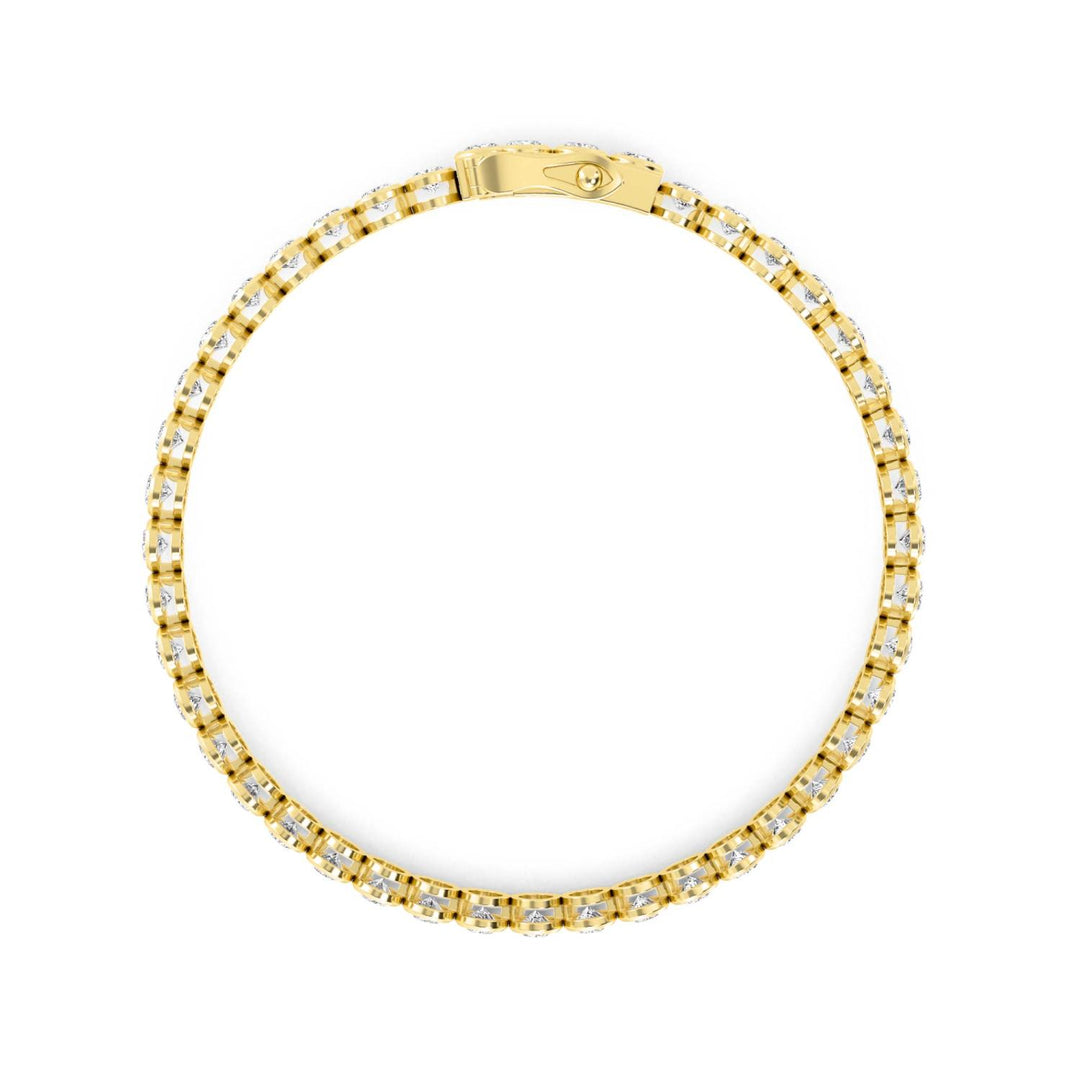 10.53ctw Oval Lab-Grown Diamond Bezel-Set Tennis Bracelet in 14k Yellow Gold