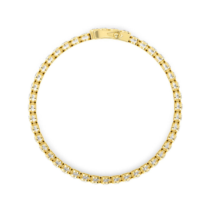 10.53ctw Oval Lab-Grown Diamond Bezel-Set Tennis Bracelet in 14k Yellow Gold