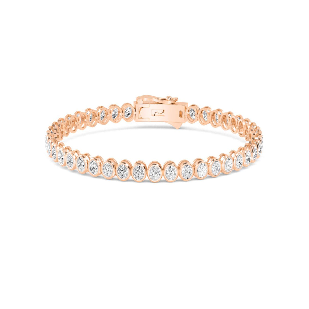 10.53ctw Oval Lab-Grown Diamond Bezel-Set Tennis Bracelet in 14k Rose Gold