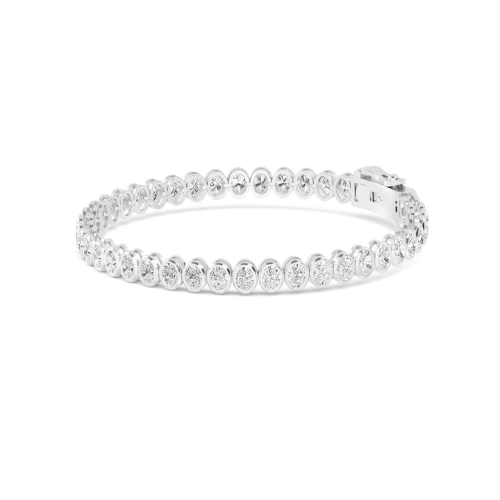 10.53ctw Oval Lab-Grown Diamond Bezel-Set Tennis Bracelet in 14k White Gold