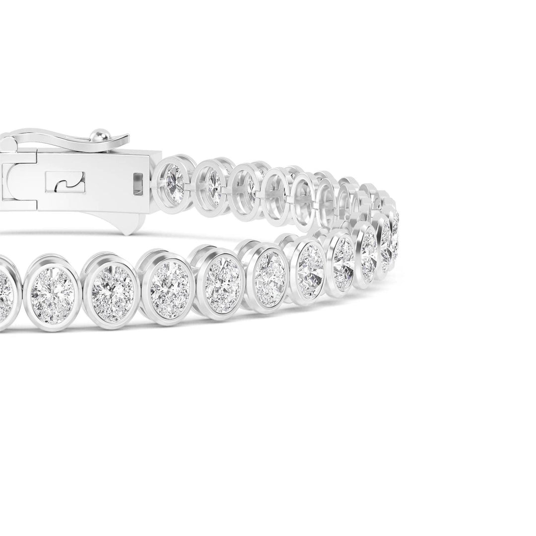 10.53ctw Oval Lab-Grown Diamond Bezel-Set Tennis Bracelet in 14k White Gold