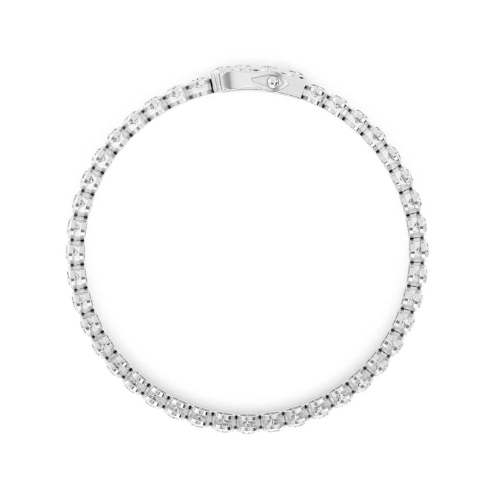 10.53ctw Oval Lab-Grown Diamond Bezel-Set Tennis Bracelet in 14k White Gold