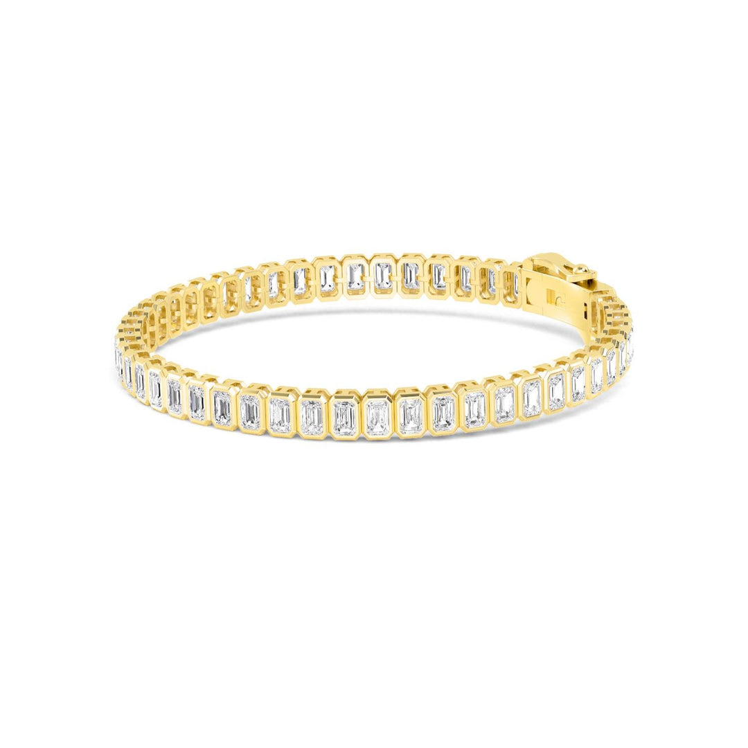 7.94ctw Radiant Cut Lab-Grown Diamond Bezel-Set Tennis Bracelet in 14k Yellow Gold