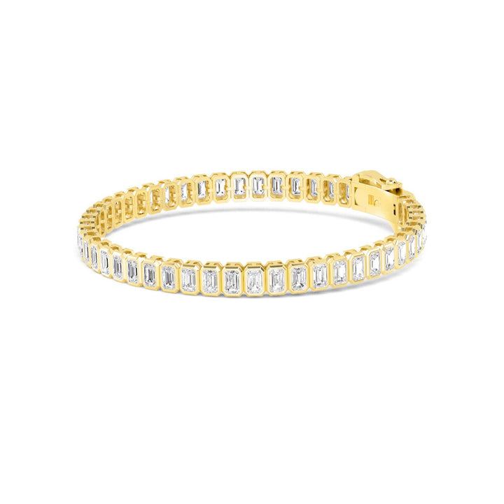 7.94ctw Radiant Cut Lab-Grown Diamond Bezel-Set Tennis Bracelet in 14k Yellow Gold