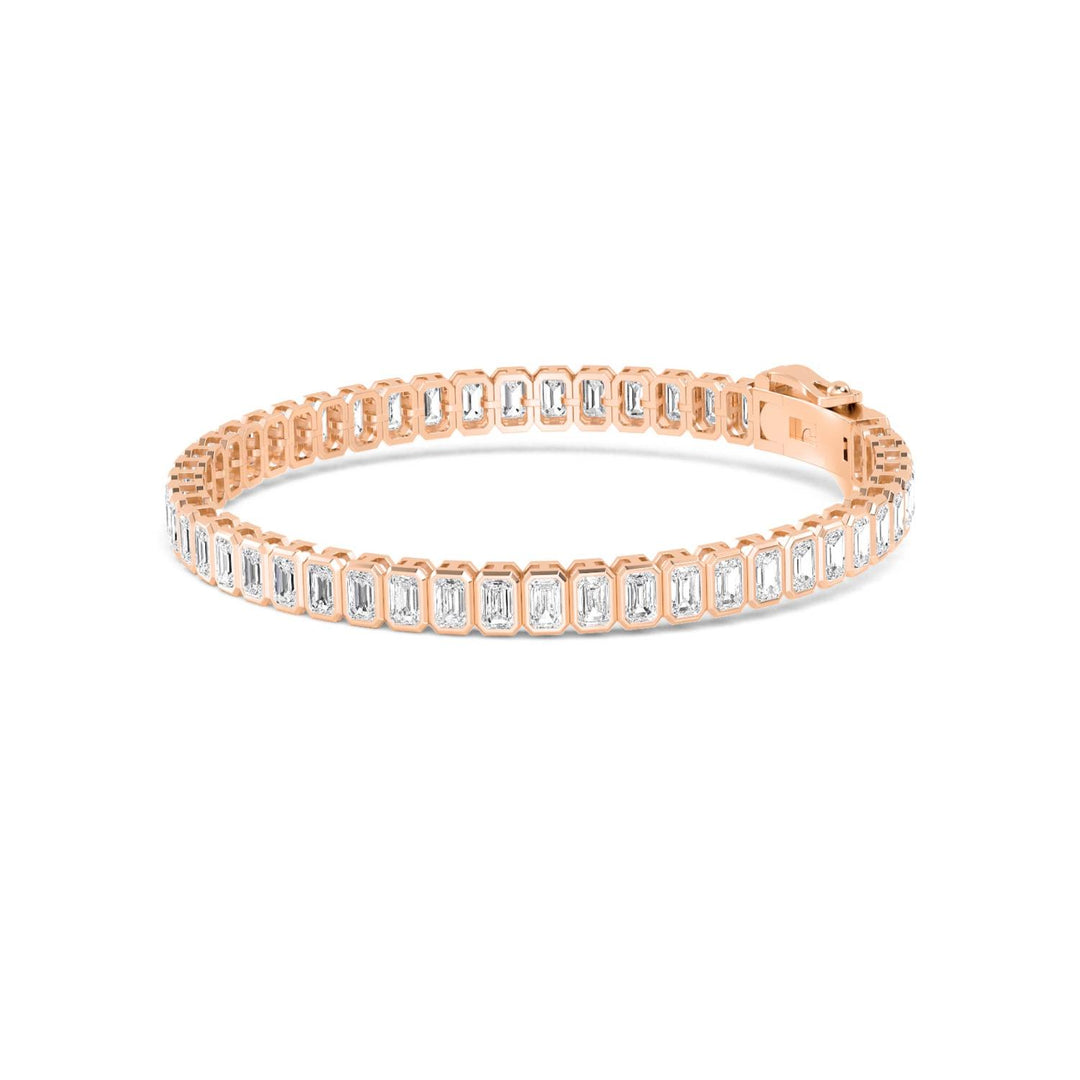 7.94ctw Radiant Cut Lab-Grown Diamond Bezel-Set Tennis Bracelet in 14k Rose Gold