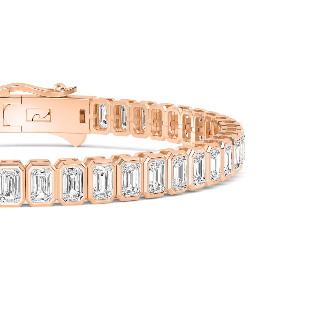 7.94ctw Radiant Cut Lab-Grown Diamond Bezel-Set Tennis Bracelet in 14k Rose Gold