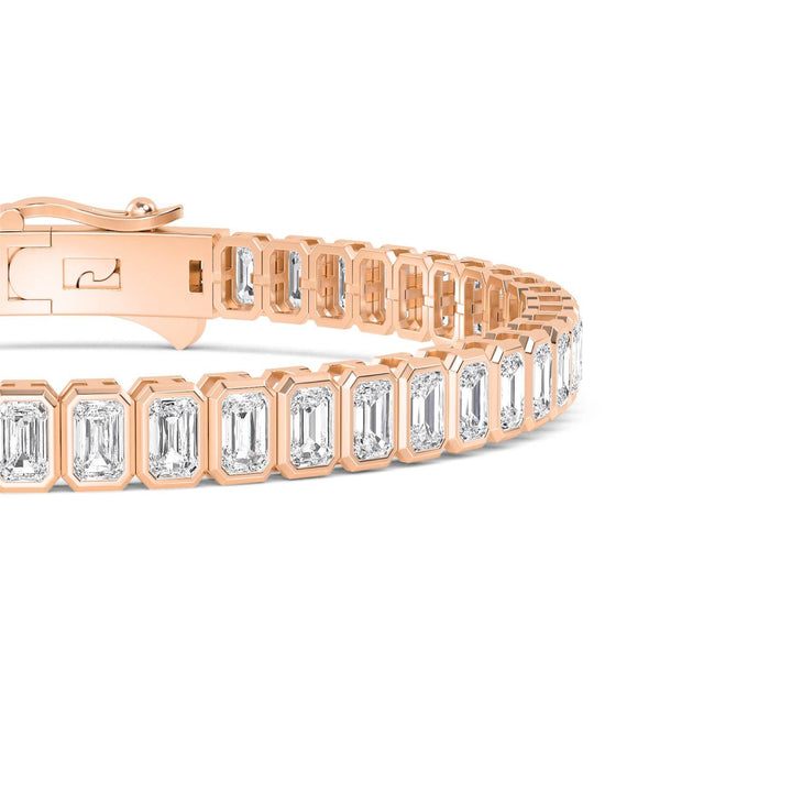 7.94ctw Radiant Cut Lab-Grown Diamond Bezel-Set Tennis Bracelet in 14k Rose Gold