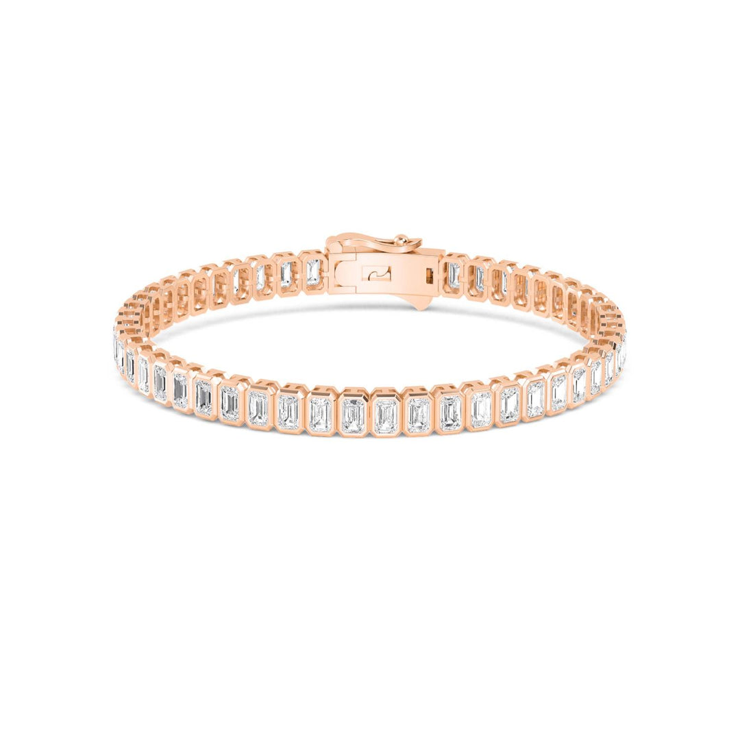 7.94ctw Radiant Cut Lab-Grown Diamond Bezel-Set Tennis Bracelet in 14k Rose Gold