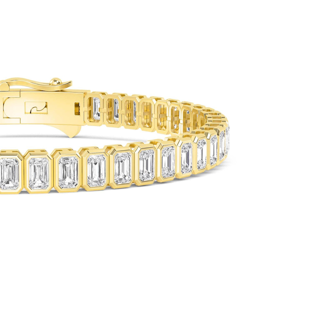 7.94ctw Radiant Cut Lab-Grown Diamond Bezel-Set Tennis Bracelet in 14k Yellow Gold