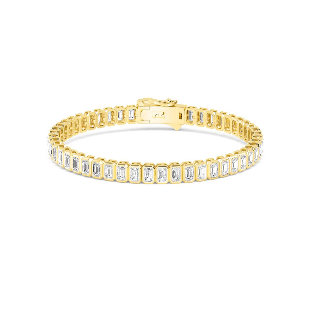 7.94ctw Radiant Cut Lab-Grown Diamond Bezel-Set Tennis Bracelet in 14k Yellow Gold
