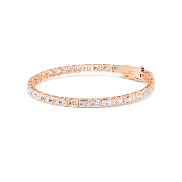 8.48ctw Emerald Cut Lab-Grown Diamond Bezel-Set East-West Tennis Bracelet in 14k Rose Gold