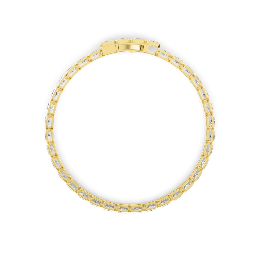 8.48ctw Emerald Cut Lab-Grown Diamond Bezel-Set East-West Tennis Bracelet in 14k Yellow Gold