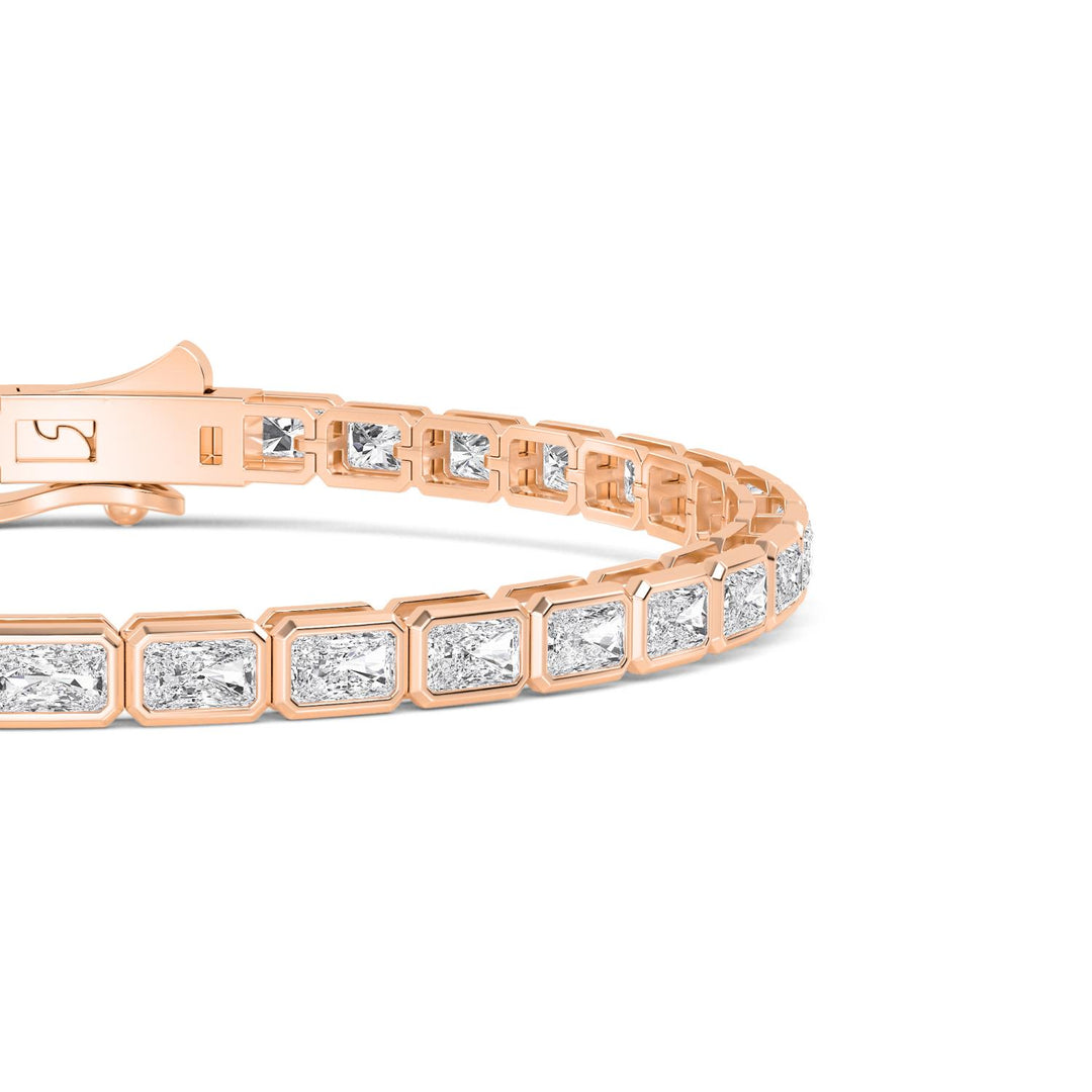 8.48ctw Emerald Cut Lab-Grown Diamond Bezel-Set East-West Tennis Bracelet in 14k Rose Gold
