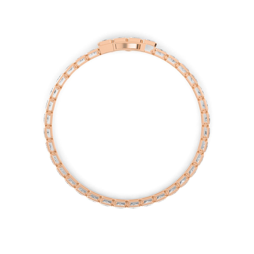 8.48ctw Emerald Cut Lab-Grown Diamond Bezel-Set East-West Tennis Bracelet in 14k Rose Gold