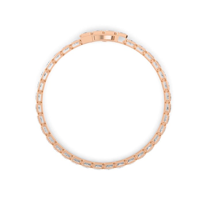 8.48ctw Emerald Cut Lab-Grown Diamond Bezel-Set East-West Tennis Bracelet in 14k Rose Gold