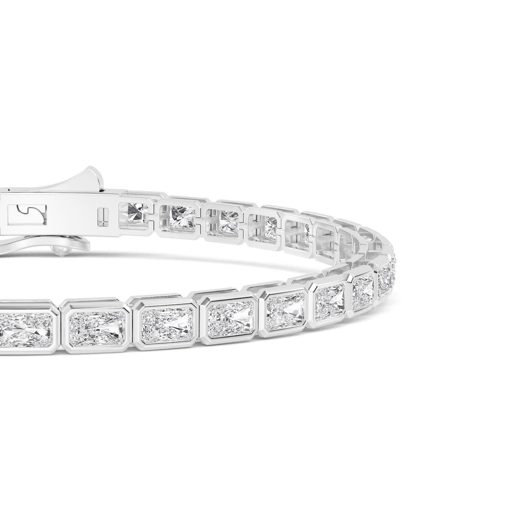 8.48ctw Emerald Cut Lab-Grown Diamond Bezel-Set East-West Tennis Bracelet in 14k White Gold