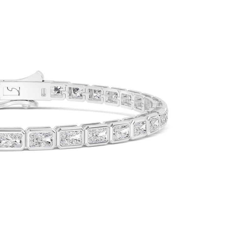 8.48ctw Emerald Cut Lab-Grown Diamond Bezel-Set East-West Tennis Bracelet in 14k White Gold