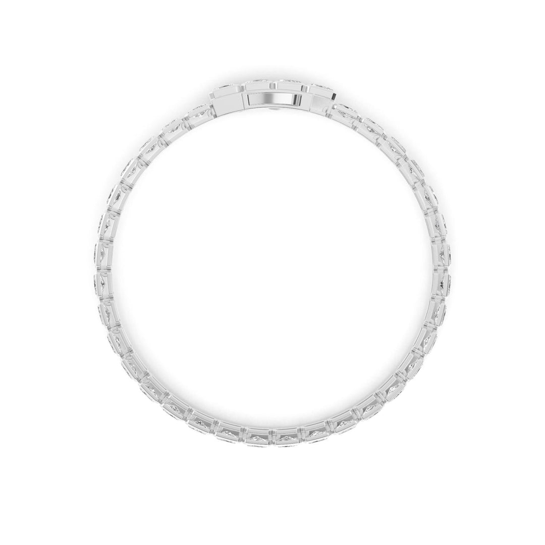 8.48ctw Emerald Cut Lab-Grown Diamond Bezel-Set East-West Tennis Bracelet in 14k White Gold