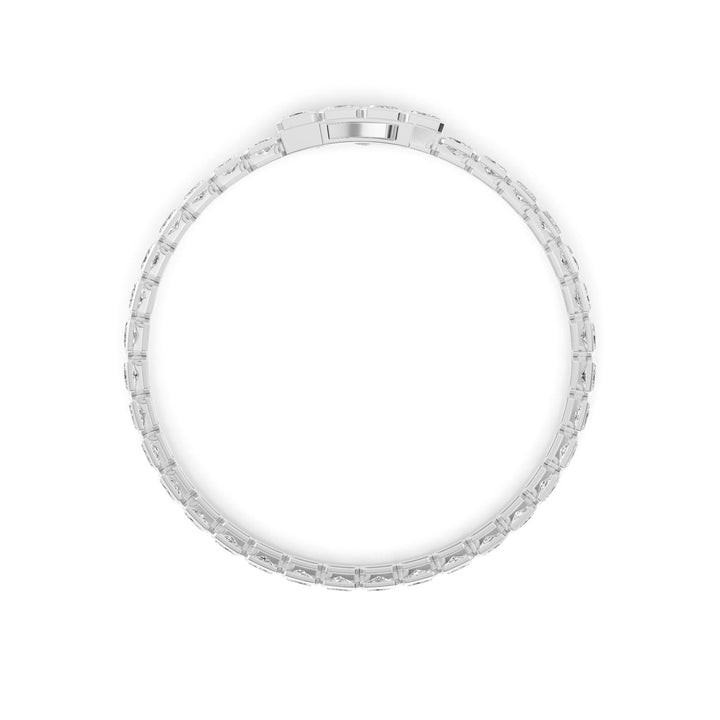 8.48ctw Emerald Cut Lab-Grown Diamond Bezel-Set East-West Tennis Bracelet in 14k White Gold