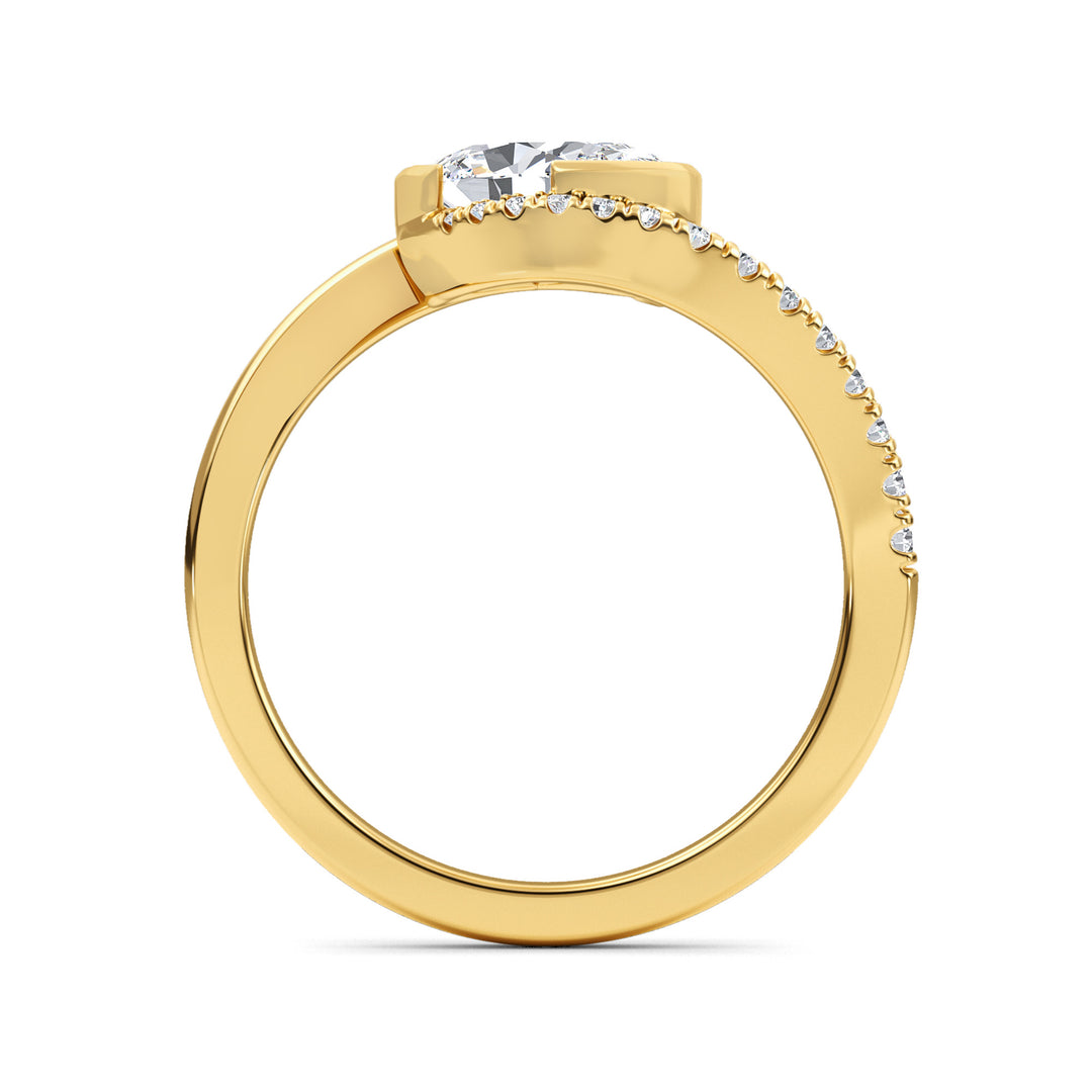 IGI Graded 1.01ct Oval with Round Brilliants Lab-Grown Diamond Bypass Engagement Ring in 14k Yellow Gold