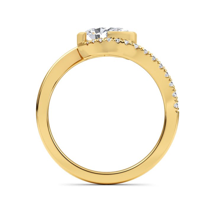 IGI Graded 1.01ct Oval with Round Brilliants Lab-Grown Diamond Bypass Engagement Ring in 14k Yellow Gold