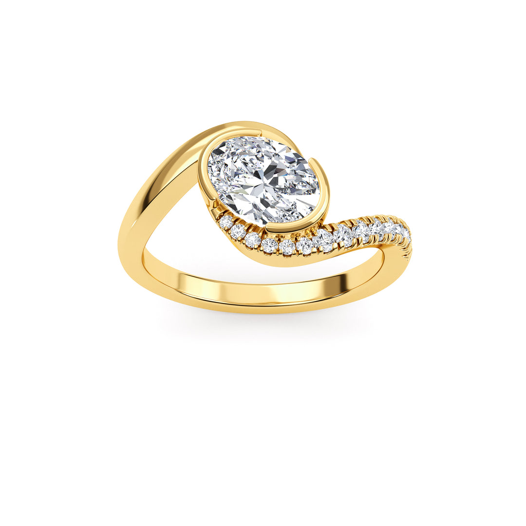 IGI Graded 1.01ct Oval with Round Brilliants Lab-Grown Diamond Bypass Engagement Ring in 14k Yellow Gold