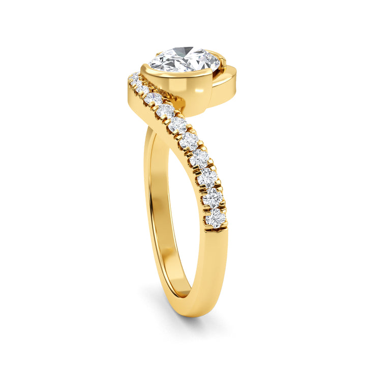 IGI Graded 1.01ct Oval with Round Brilliants Lab-Grown Diamond Bypass Engagement Ring in 14k Yellow Gold